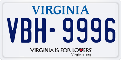 VA license plate VBH9996