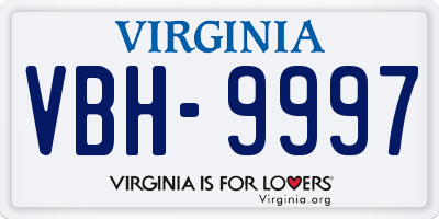 VA license plate VBH9997