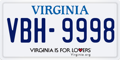 VA license plate VBH9998