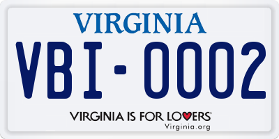 VA license plate VBI0002