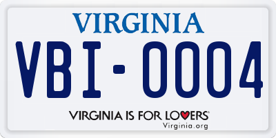 VA license plate VBI0004