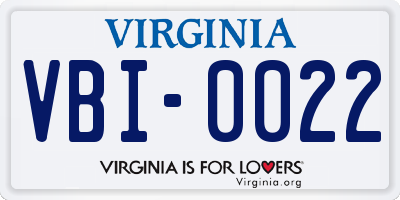 VA license plate VBI0022