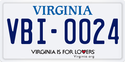 VA license plate VBI0024