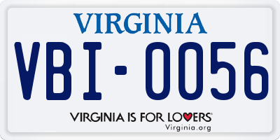 VA license plate VBI0056