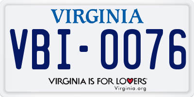 VA license plate VBI0076