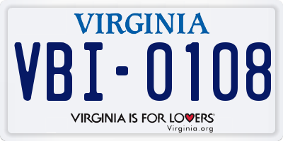 VA license plate VBI0108