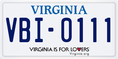 VA license plate VBI0111