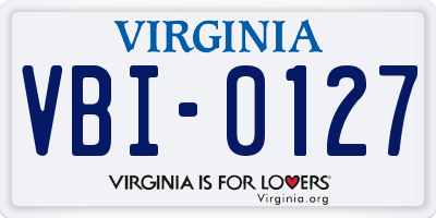 VA license plate VBI0127