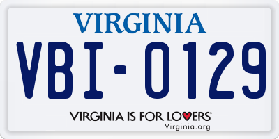 VA license plate VBI0129
