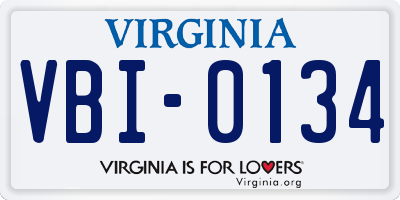 VA license plate VBI0134