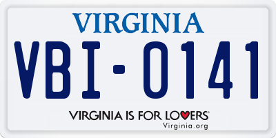 VA license plate VBI0141