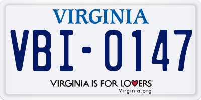 VA license plate VBI0147