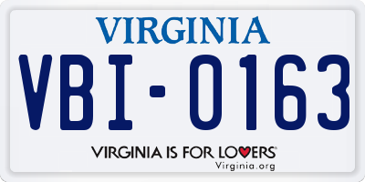VA license plate VBI0163