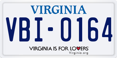 VA license plate VBI0164