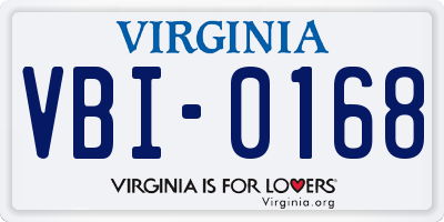 VA license plate VBI0168