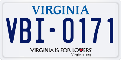 VA license plate VBI0171