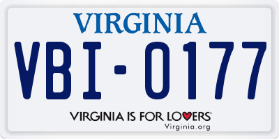 VA license plate VBI0177