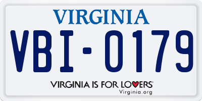 VA license plate VBI0179
