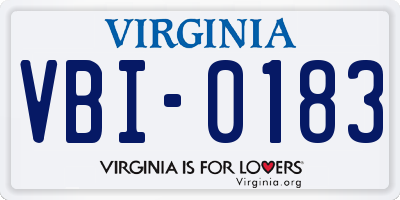 VA license plate VBI0183