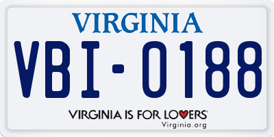 VA license plate VBI0188