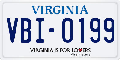 VA license plate VBI0199