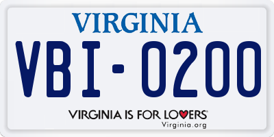 VA license plate VBI0200