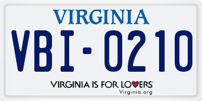 VA license plate VBI0210