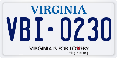 VA license plate VBI0230