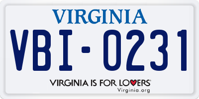 VA license plate VBI0231