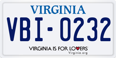 VA license plate VBI0232
