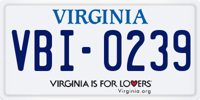 VA license plate VBI0239