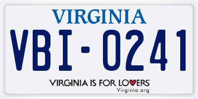 VA license plate VBI0241