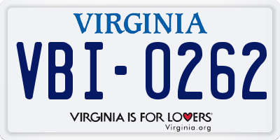 VA license plate VBI0262
