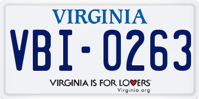 VA license plate VBI0263