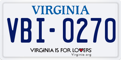 VA license plate VBI0270