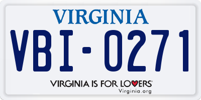 VA license plate VBI0271