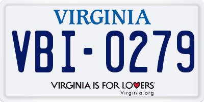 VA license plate VBI0279