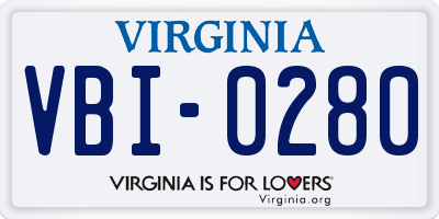 VA license plate VBI0280