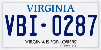 VA license plate VBI0287