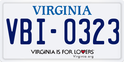 VA license plate VBI0323