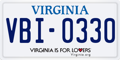 VA license plate VBI0330