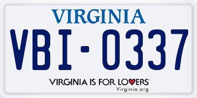 VA license plate VBI0337