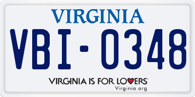 VA license plate VBI0348