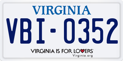 VA license plate VBI0352