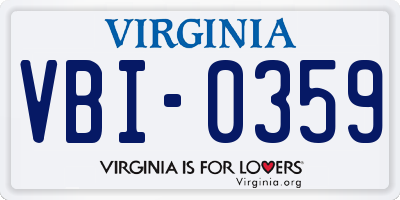 VA license plate VBI0359