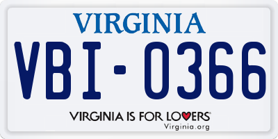 VA license plate VBI0366