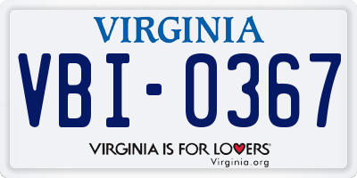 VA license plate VBI0367