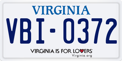 VA license plate VBI0372