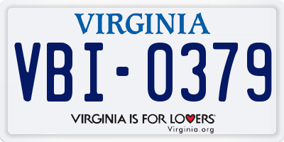 VA license plate VBI0379