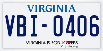 VA license plate VBI0406